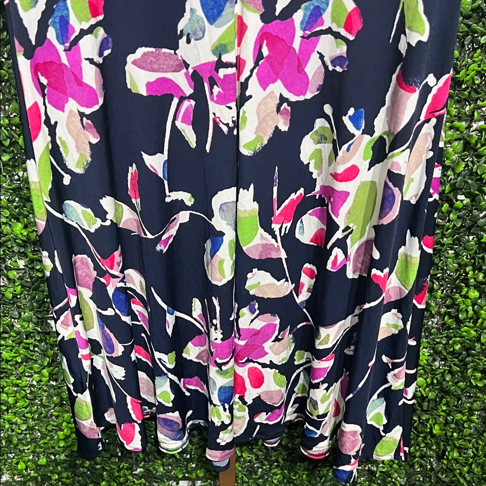 Wisp Ceena Jersey Navy Floral Sleeveless Midi Dress - Multicolor Floral size 10 - Picture 6 of 7